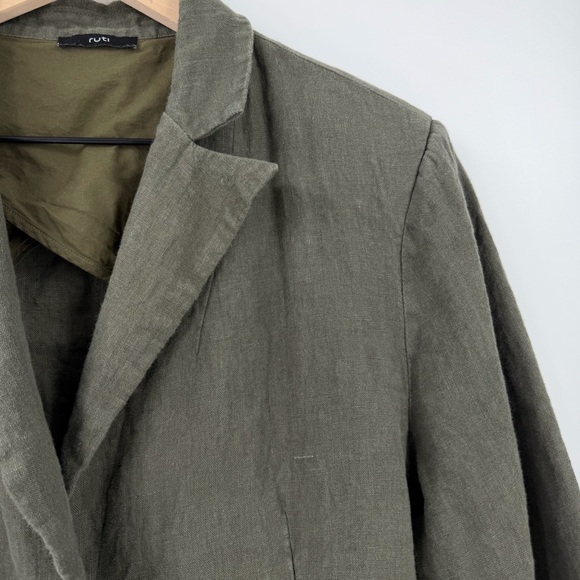 Ruti Classic Blazer 4 Green 100% Linen Relaxed Sustainable Minimalist Office - Picture 3 of 8